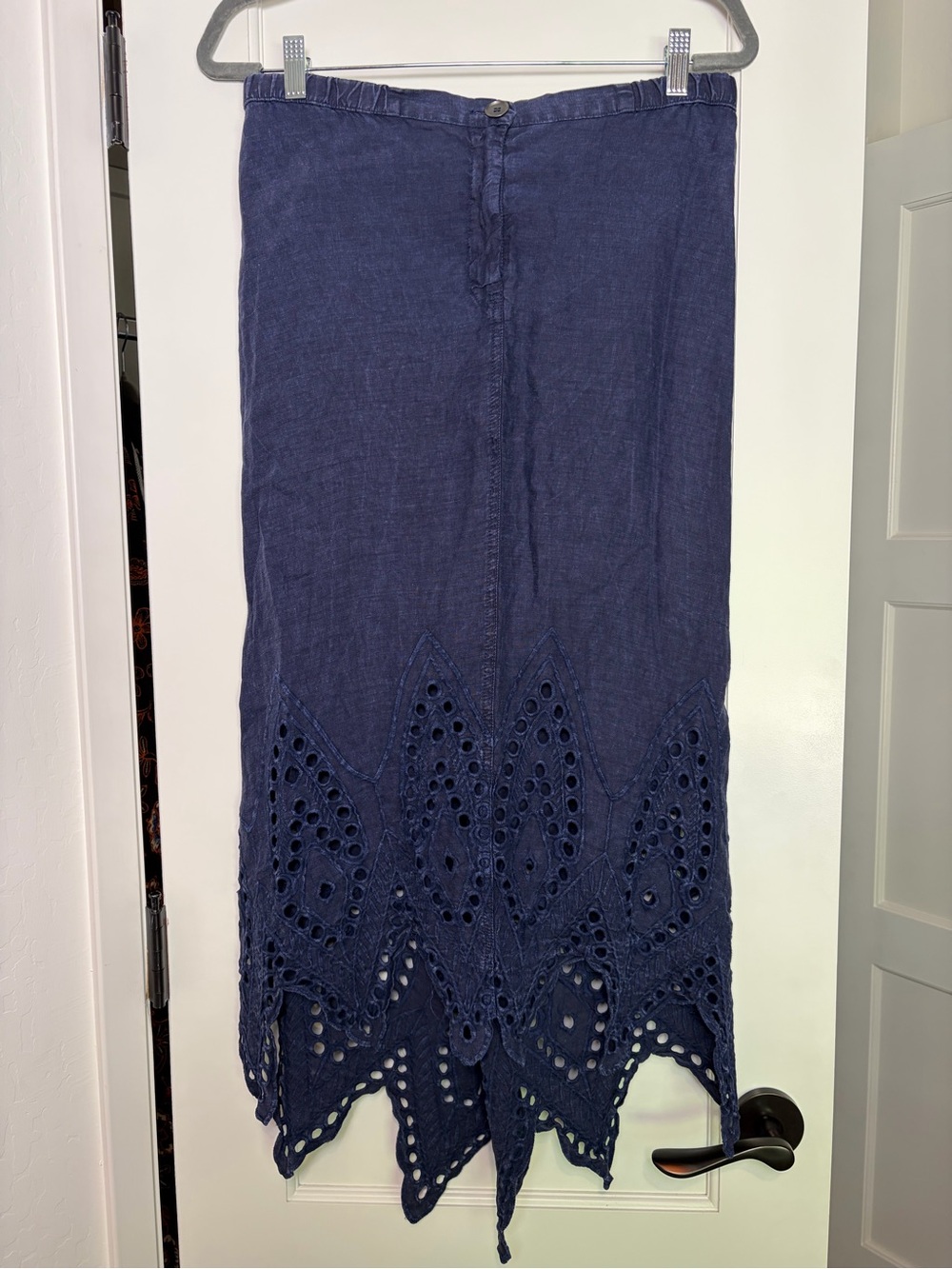 XCVI Linen Eyelet Maxi Skirt (Small)